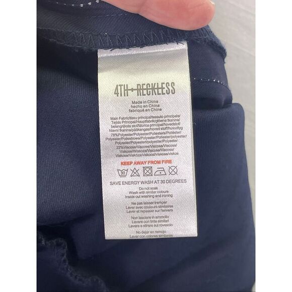 4th & Reckless Side Stripe Wide Leg Tailored Tammy Trouser Pants Navy Blue XL - Picture 8 of 10